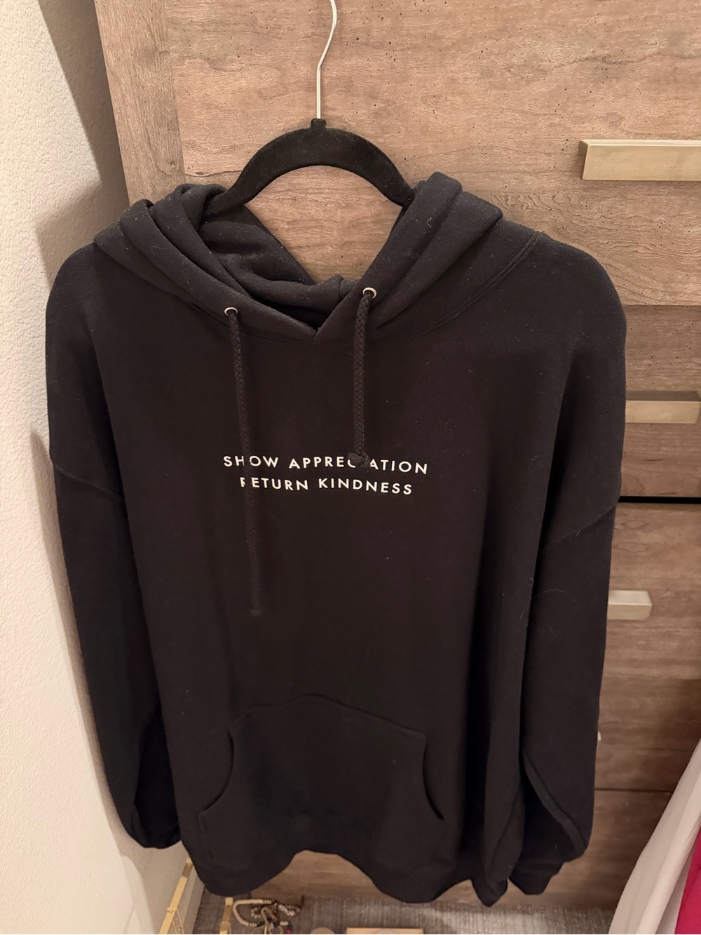 Black Crewneck Hoodie with "Show Appreciation Return Kindness" - Unbranded